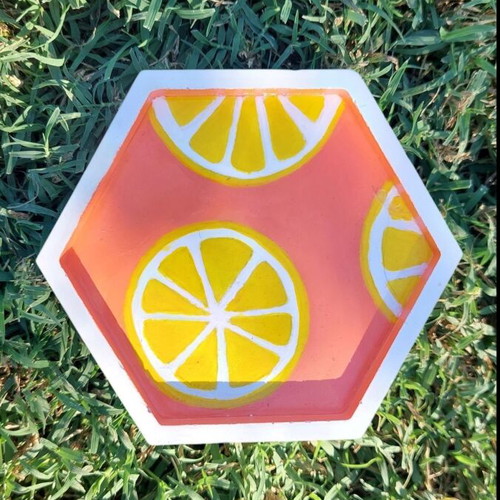 Handmade painted plaster coaster
