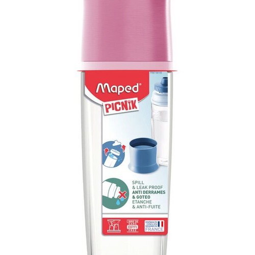Maped 500 ml water bottle new with 6 Maped erasers gift pink