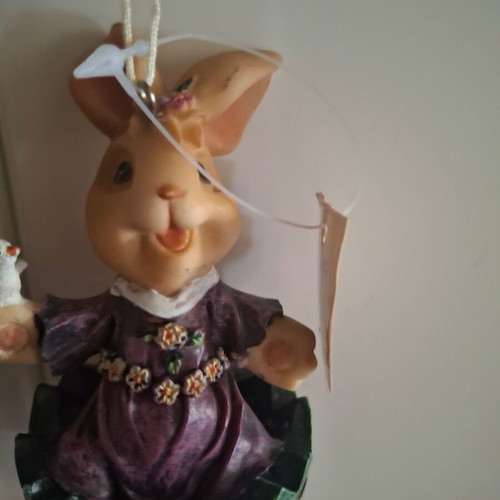 Aeolic type bunny wind chimes like new, Easter artisan