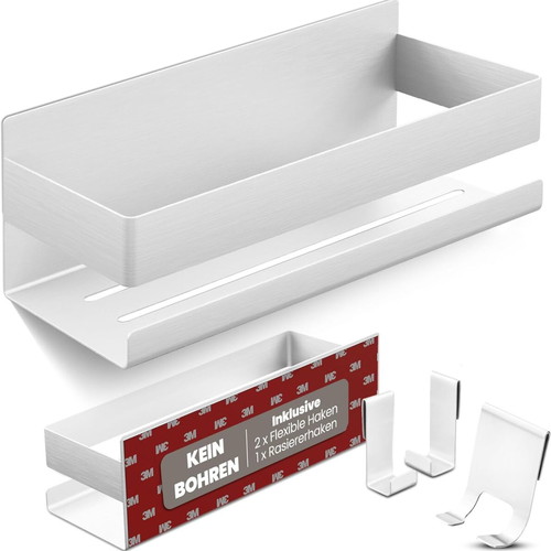 Liebesheim self-adhesive shower shelf 22 x 9 cm, matte silver