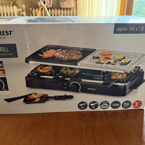 SilverCrest Raclette Grill for 8 people with stone and grill plate 1300W