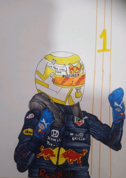 Χειροποίητη ζωγραφιά σε χαρτόνι f1 Max Verstappen