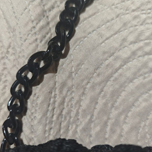 Handmade Black Crochet Bubble Stitch Shoulder Bag Clutch like new