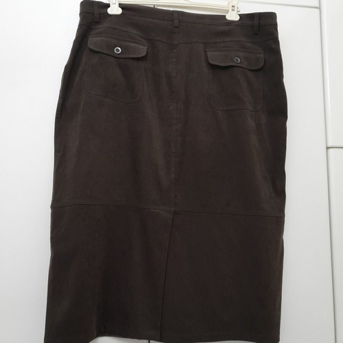 Midi skirt XLNT by KappAhl dark brown suede texture size 54 like new