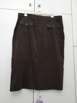 Midi skirt XLNT by KappAhl dark brown suede texture size 54 like new