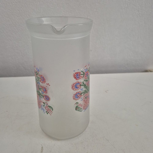 Glass Pitcher Frosted with Floral Design new