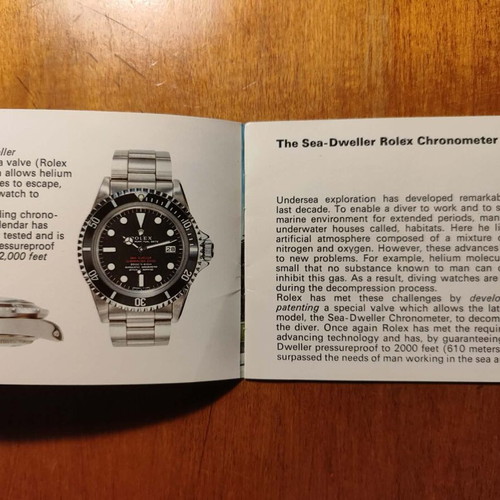 Rolex Submariner Booklet 1975 like new