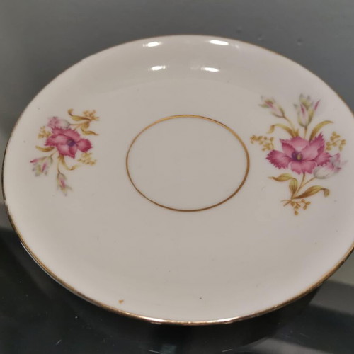 Set of two used Japan floral tea cups, porcelain