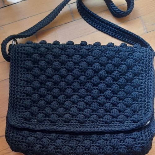 Handmade black shoulder bag