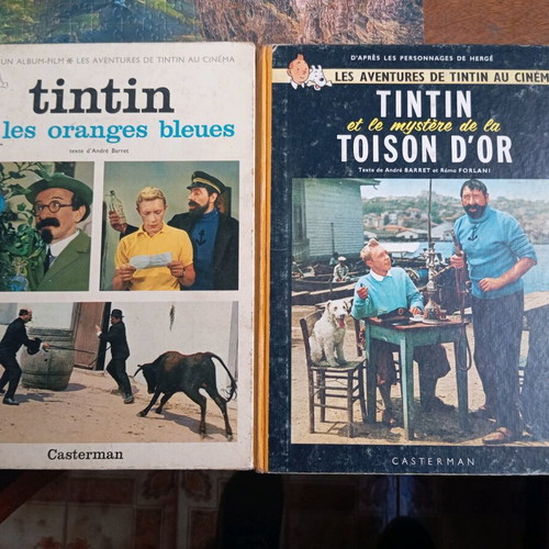 Tintin French 2 books used, Les Oranges Bleues & Toison d'Or