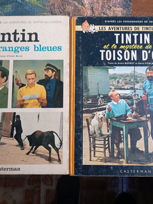 Tintin French 2 books used, Les Oranges Bleues & Toison d'Or