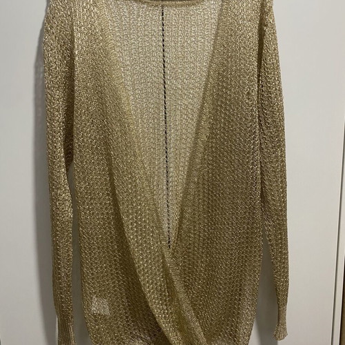 Open Back Perforated Cardigan one size new, gold color