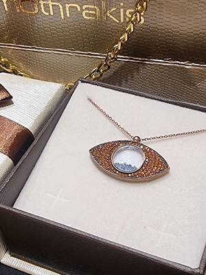 Silver 925 eye necklace with rose gold plating and zirconia