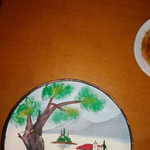 Ceramic decorative plate from Corfu used, 10 cm diameter