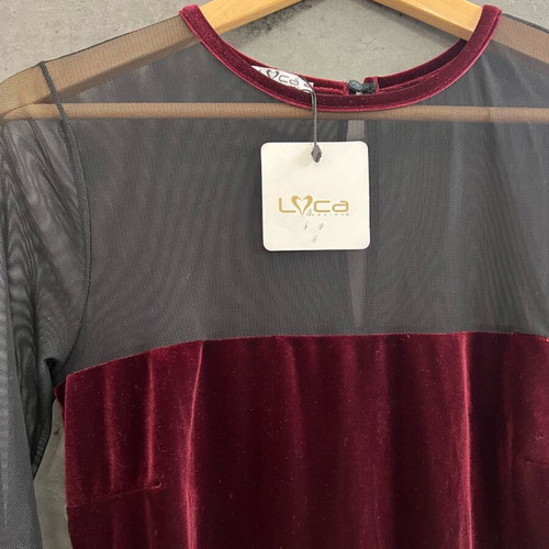 Women's burgundy velour dress new, size M