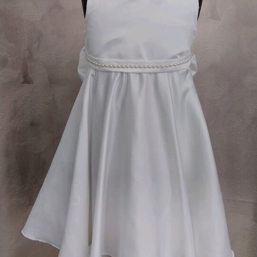 Baptism set unicorn theme white satin dress open back
