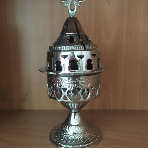 Tabletop nickel-plated brass lamp new