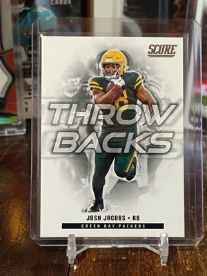 2025 Panini Score Josh Jacobs Throw Backs Green Bay Packers card mint