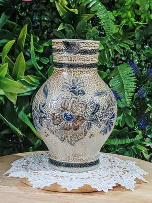 German Bembel ceramic wine jug 1989, handmade