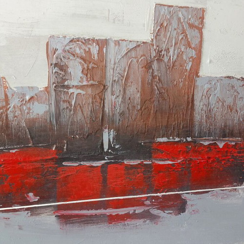Painting 1m×1m used, modern design red and gray