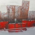 Painting 1m×1m used, modern design red and gray