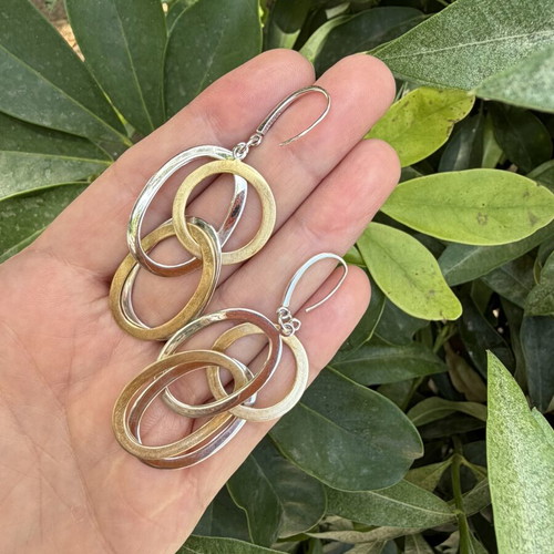 Ozzi branded two-tone silver earrings 925 like new