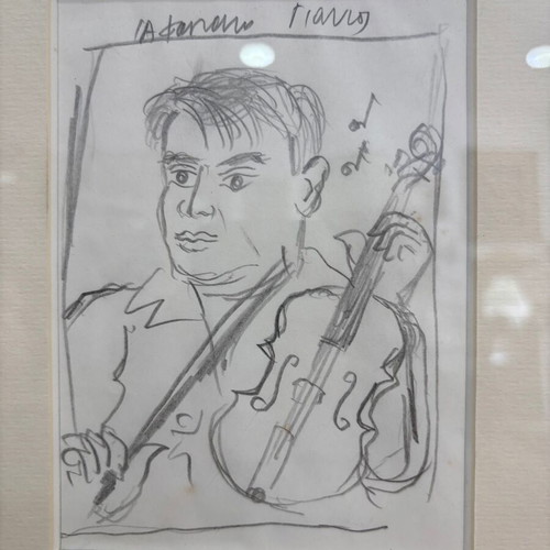 Portrait of Alekos Fasianos pencil drawing used