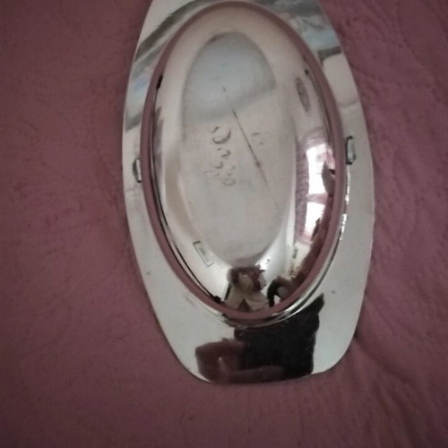 Vintage metal ornevier with handle, like new, oval bicolor