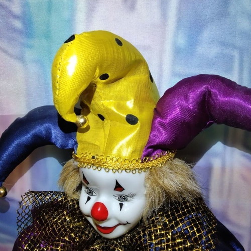 Collectible porcelain clown doll, 35 cm, 1980s-90s
