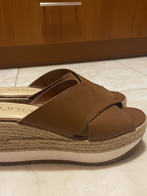 Ralph Lauren leather platform espadrilles like new, size 39, tan