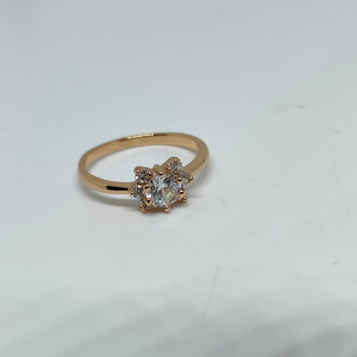 Ring rose gold with flower-shaped crystal like new