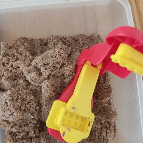 Kinetic Play Sand set with 2 games and many tools, used