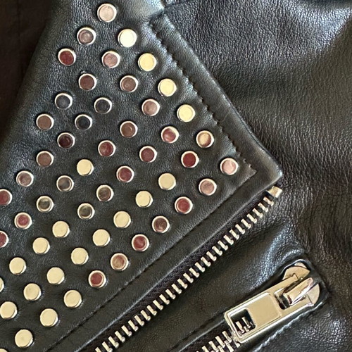 Maje leather jacket new, black, studded details