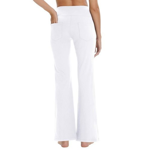 ZIRUU women's white sports pants with high waist and 4 pockets, 3XL