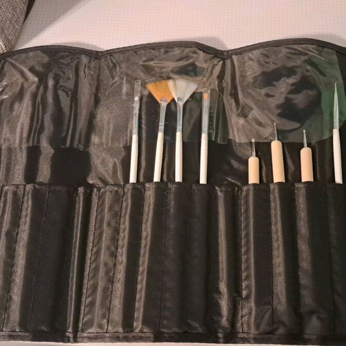 Nail Art Brush Set like new with various nail products
