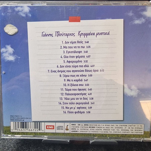 Giannis Ploutarchos Krymmena Mystika CD like new, laiko