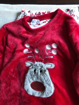 Christmas fleece pajama red M/L Rudoph like new