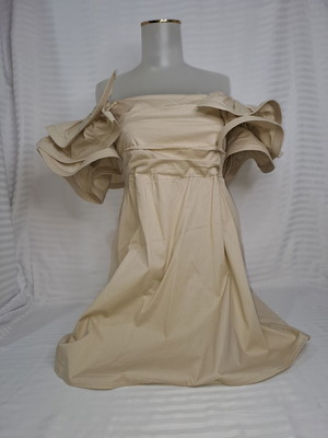 Elegant Cotton Dress size M, beige, made in Italy