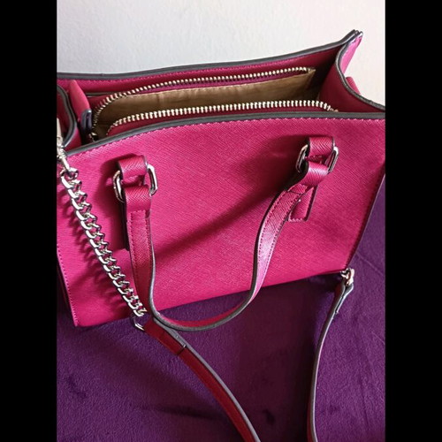 Guess handbag and crossbody bag with chain, pink