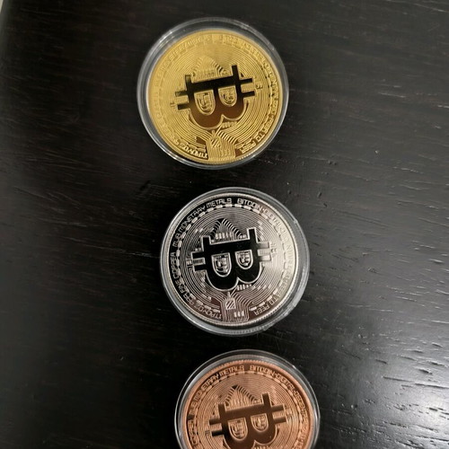 Metal bitcoin coins new, pack of 3 pieces