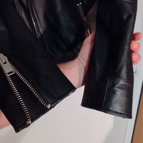 Indigo leather jacket used, black, size M