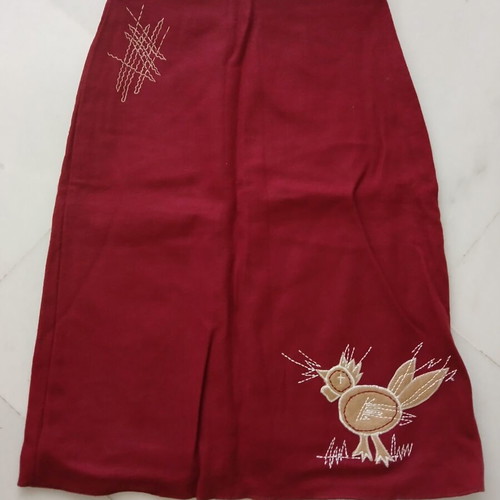 Pepe Jeans wool pencil skirt, burgundy with appliqué