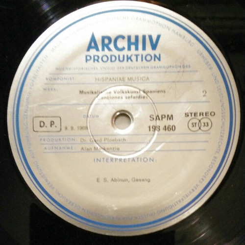 Hispaniae Musica Latin record used, folklore of Spain