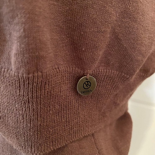#OFFER  Relish Brown Knitted Blouse Jacket Round Buttons with Rhinestones Medium