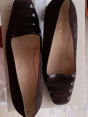 Haralas leather suede pumps new, brown, size 38, 6 cm heel