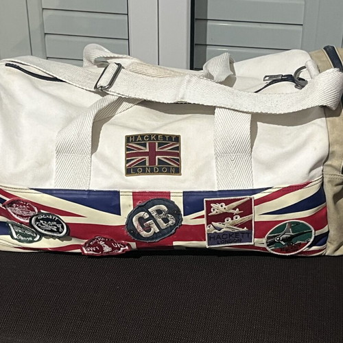 Hackett Gbk Duffle Canvas Bag used, white multi colour
