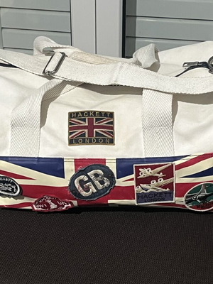 Hackett Gbk Duffle Canvas Bag used, white multi colour