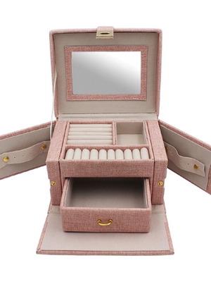 Jewelry box new pink, unused, dimensions H12xW19xD16