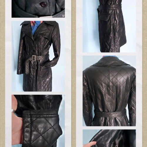 Paisley Park women's quilted leather coat used, black