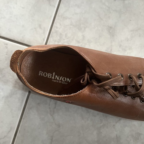 Robinson men's leather shoes used, size 45, white and brown